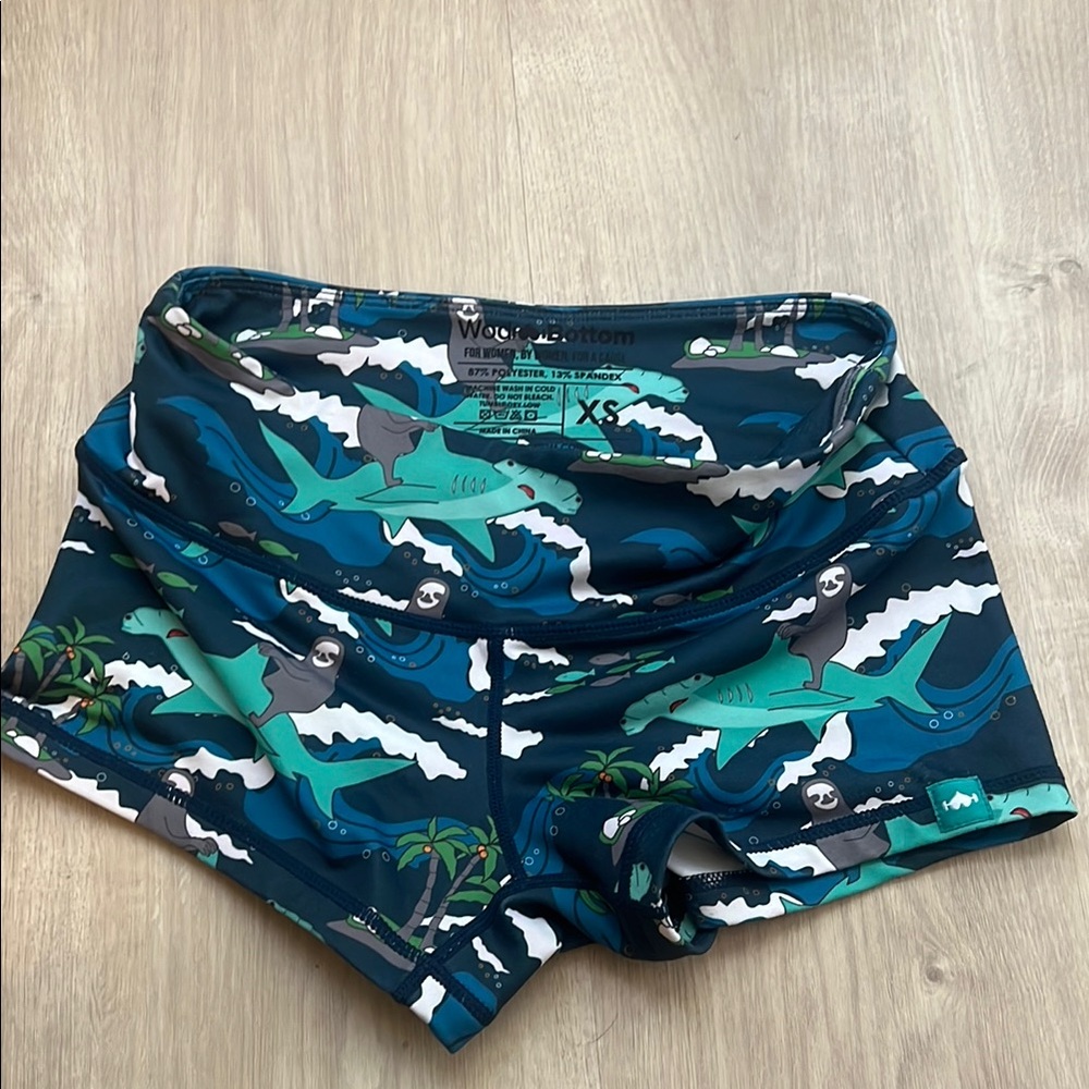 Wodbottom Women’s Crossfit Spandex Shorts Sloths Hammerhead Sharks